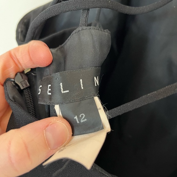 Vintage Selina Canada Black Midi Dress Sleek Sleeveless Minimalist Style SZ 12 - Picture 7 of 7